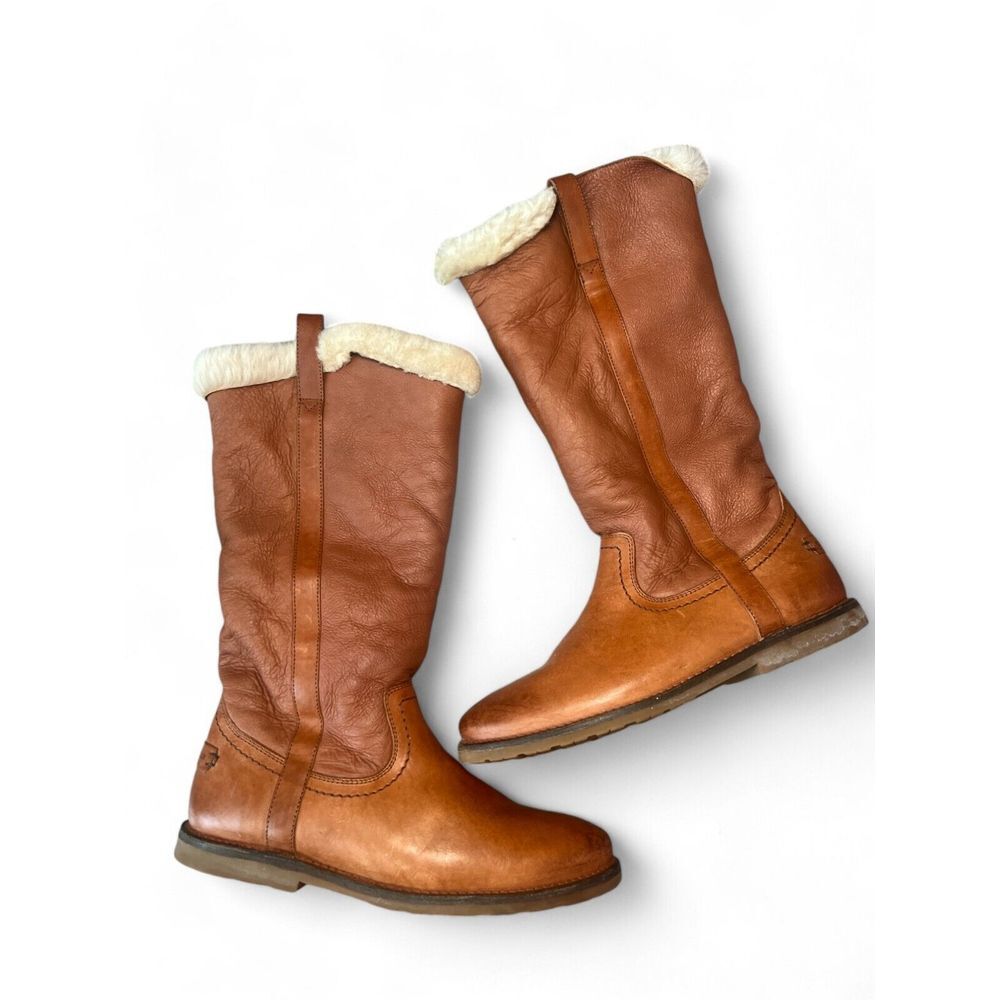 FRYE Shearling Sherpa Lined Tall Boots Womens Size 10 Western Heritage Cabincore